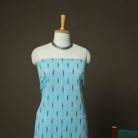 Blue - Pochampally Ikat Weave Cotton 3pc Unstitched Dress Material Suit Set 09