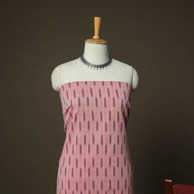 Pink - Pochampally Ikat Weave Cotton 3pc Unstitched Dress Material Suit Set 10