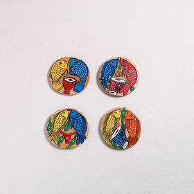Bengal Patua Handpainted Akashmoni Wooden Coasters (Set of 4) 25