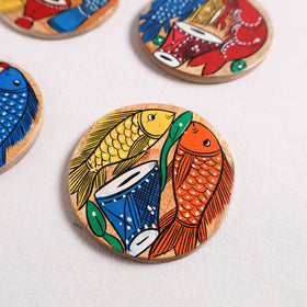 Bengal Patua Handpainted Akashmoni Wooden Coasters (Set of 4) 25