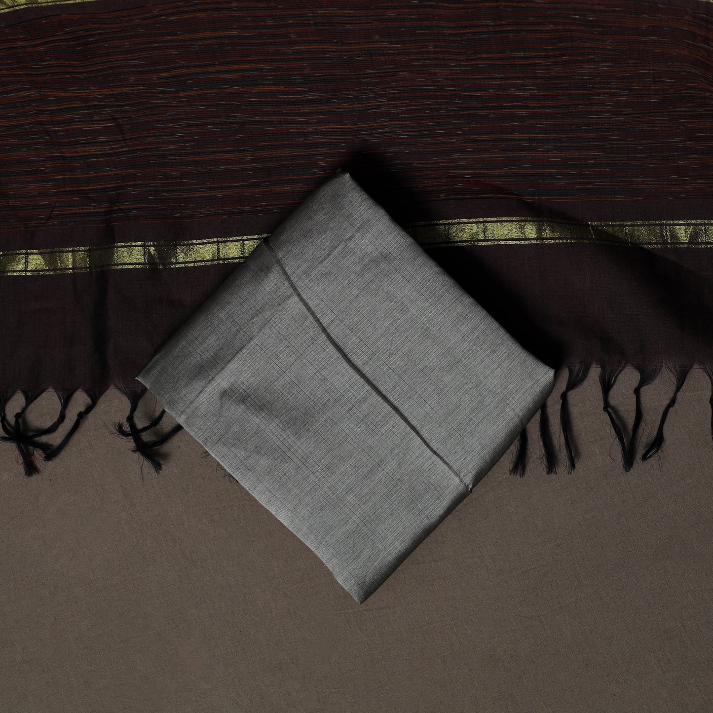 Pochampally Ikat Weave Silk Cotton 3pc Unstitched Dress Material Suit Set 04
