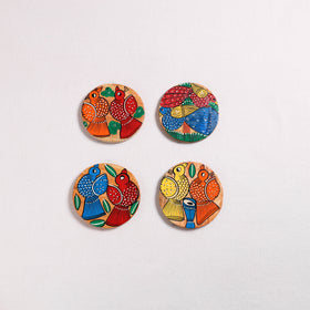 Bengal Patua Handpainted Akashmoni Wooden Coasters (Set of 4) 26