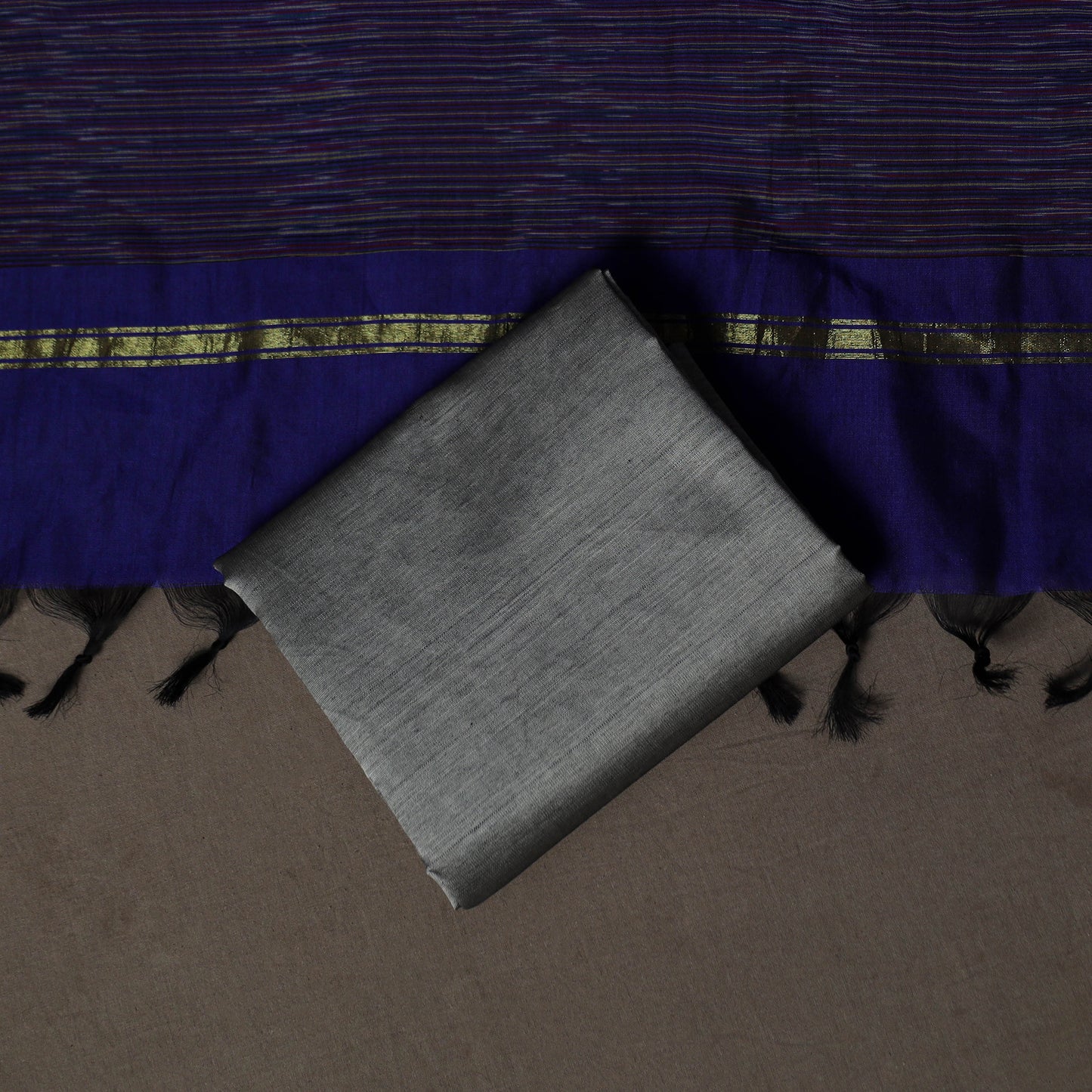 Pochampally Ikat Weave Silk Cotton 3pc Unstitched Dress Material Suit Set 05