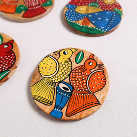 Bengal Patua Handpainted Akashmoni Wooden Coasters (Set of 4) 26