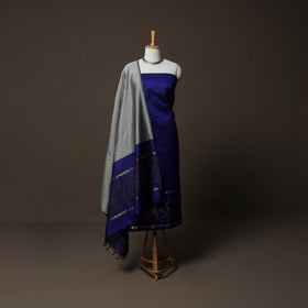 Pochampally Ikat Weave Silk Cotton 3pc Unstitched Dress Material Suit Set 05