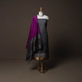 Pochampally Ikat Weave Silk Cotton 3pc Unstitched Dress Material Suit Set 06
