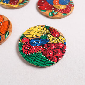 Multicolor - Bengal Patua Handpainted Akashmoni Wooden Coasters (Set of 4) 27