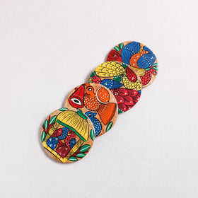 Multicolor - Bengal Patua Handpainted Akashmoni Wooden Coasters (Set of 4) 27