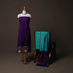 Pochampally Ikat Weave Silk Cotton 3pc Unstitched Dress Material Suit Set 07