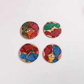 Bengal Patua Handpainted Akashmoni Wooden Coasters (Set of 4) 29
