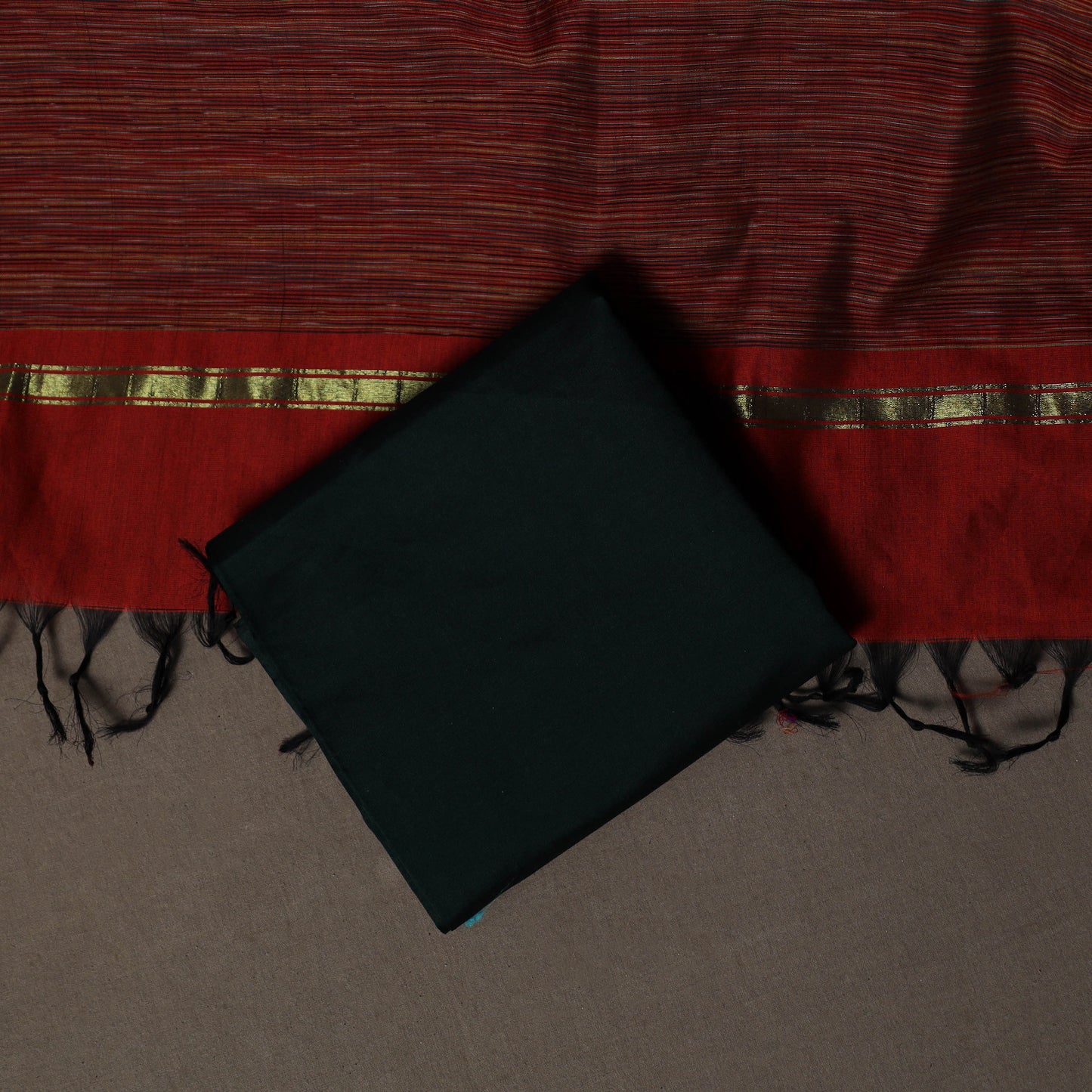 Pochampally Ikat Weave Silk Cotton 3pc Unstitched Dress Material Suit Set 08