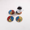 Bengal Patua Handpainted Akashmoni Wooden Coasters (Set of 4) 30