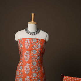 Bagh Hand Block Print Natural Dyed Maheshwari Silk 3pc Unstitched Dress Material Suit Set 15