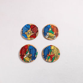 Bengal Patua Handpainted Akashmoni Wooden Coasters (Set of 4) 30
