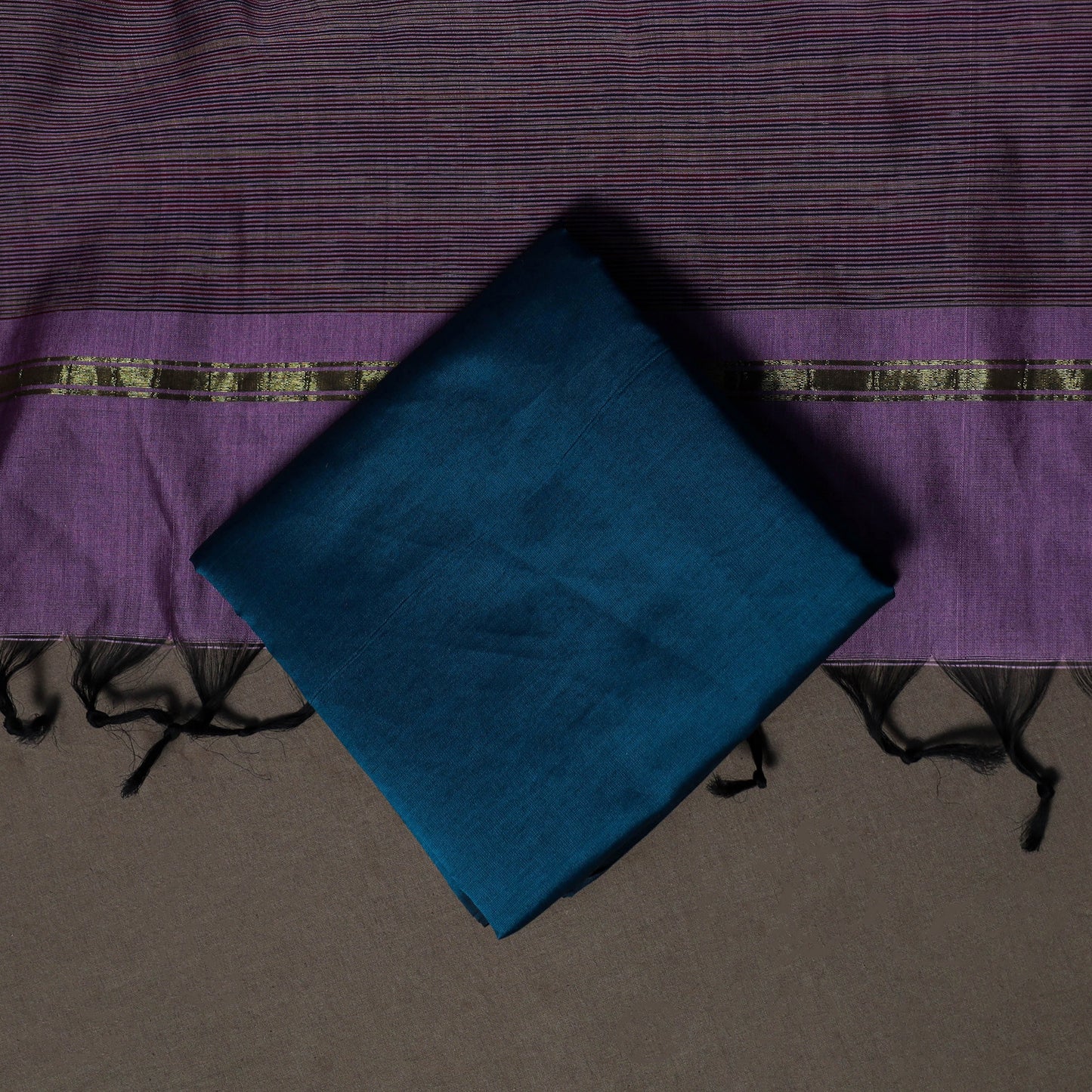 Pochampally Ikat Weave Silk Cotton 3pc Unstitched Dress Material Suit Set 09