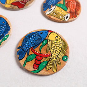 Bengal Patua Handpainted Akashmoni Wooden Coasters (Set of 4) 30