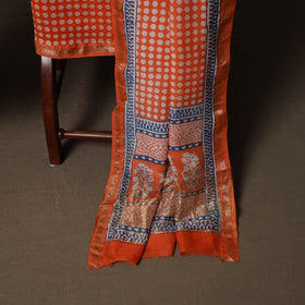 Bagh Hand Block Print Natural Dyed Maheshwari Silk 3pc Unstitched Dress Material Suit Set 15