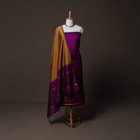 Pochampally Ikat Weave Silk Cotton 3pc Unstitched Dress Material Suit Set 11