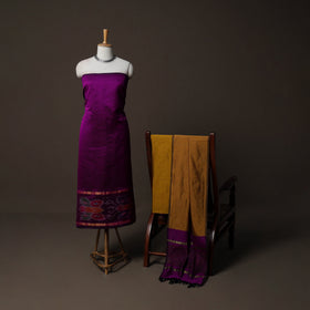 Pochampally Ikat Weave Silk Cotton 3pc Unstitched Dress Material Suit Set 11