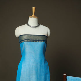 Blue - Dharwad Woven Mercerised Cotton 3pc Unstitched Dress Material Suit Set 01