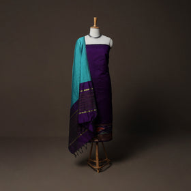Pochampally Ikat Weave Silk Cotton 3pc Unstitched Dress Material Suit Set 12