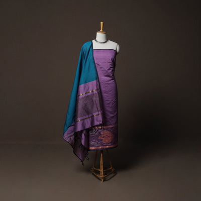 Pochampally Ikat Weave Silk Cotton 3pc Unstitched Dress Material Suit Set 13