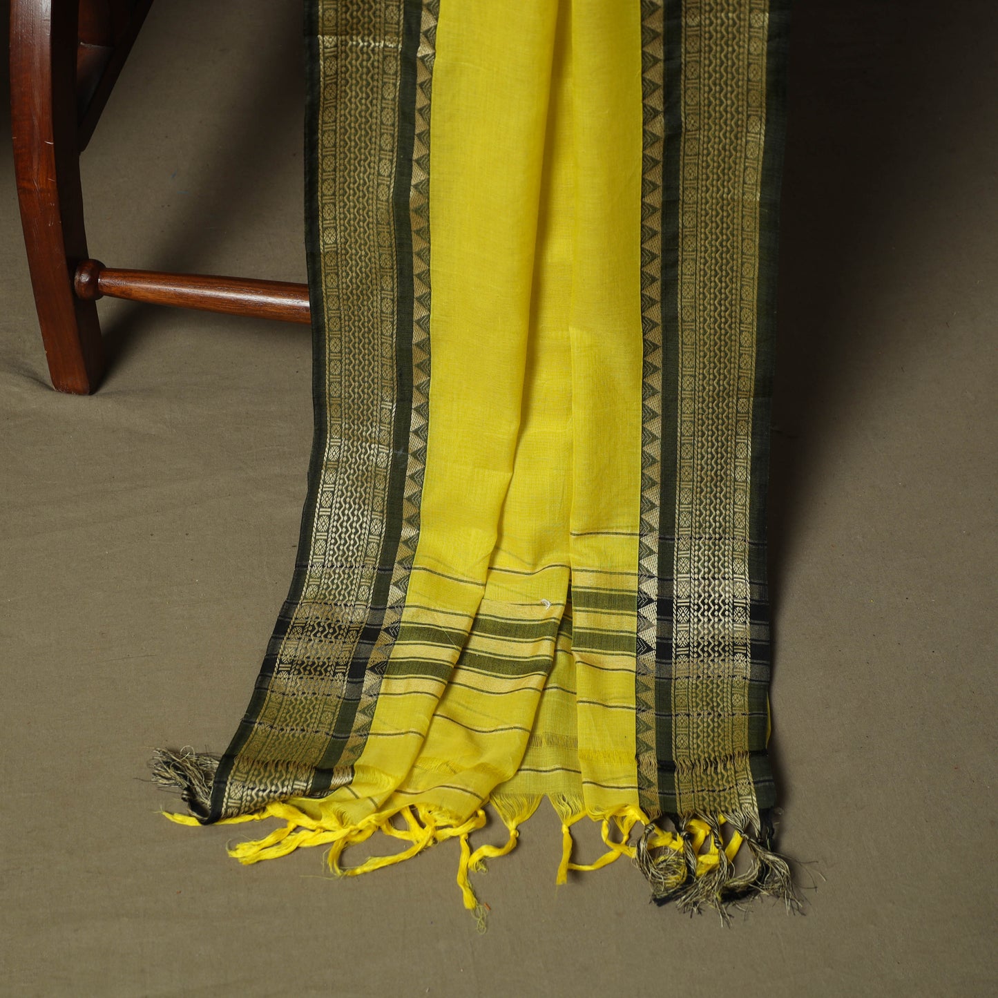 Yellow - Dharwad Woven Mercerised Cotton 3pc Unstitched Dress Material Suit Set 02