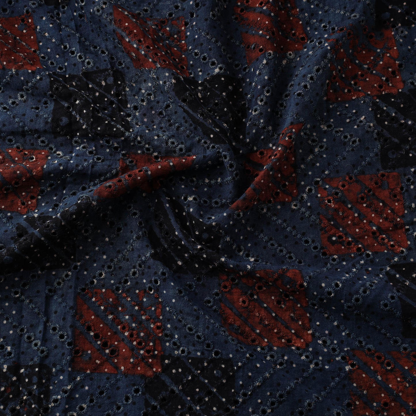 Natural Dyed Ajrakh Hand Block Print Cotton Hakoba Fabric 60