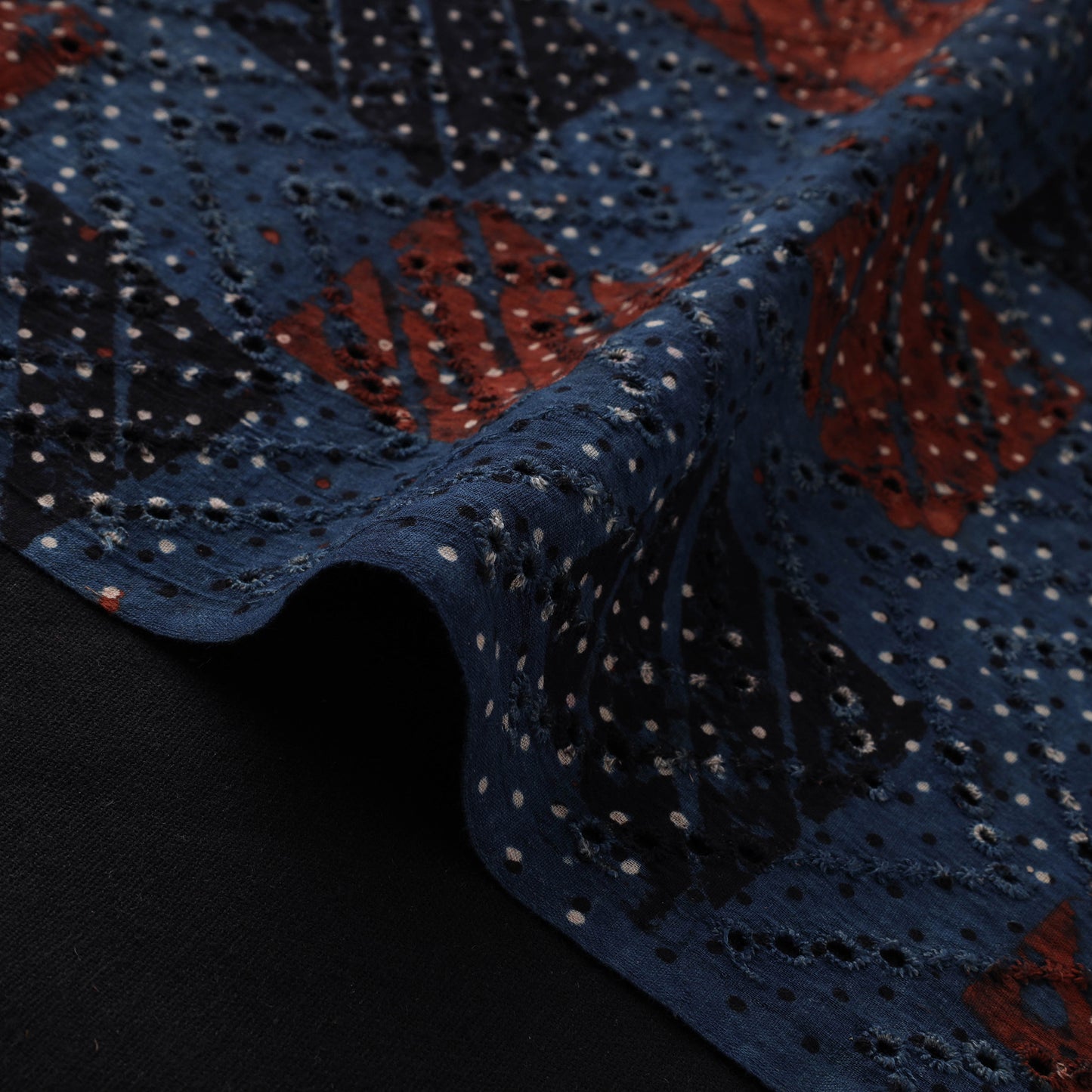 Natural Dyed Ajrakh Hand Block Print Cotton Hakoba Fabric 60