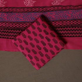 Bagh Hand Block Print Cotton 3pc Unstitched Dress Material Suit Set 23