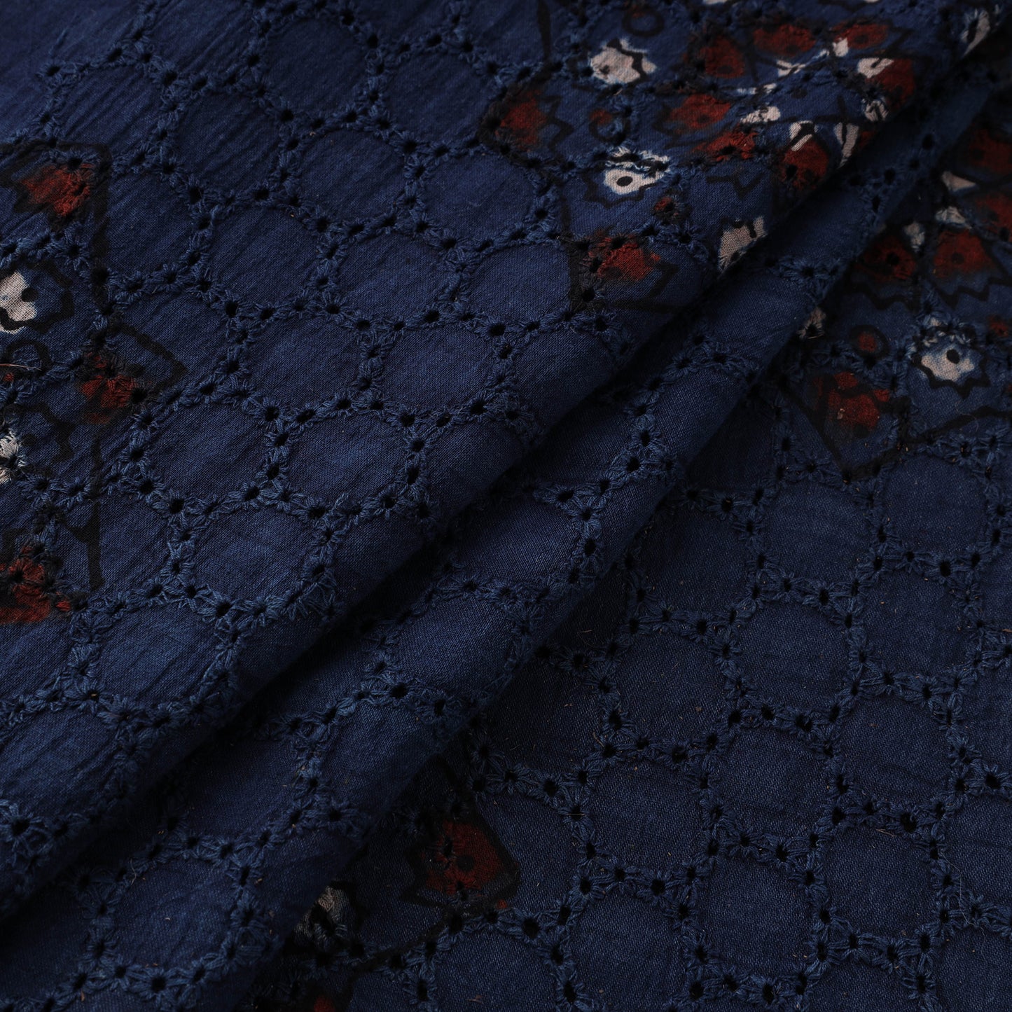 Natural Dyed Ajrakh Hand Block Print Cotton Hakoba Fabric 61