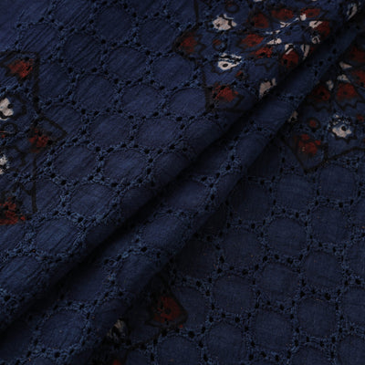 Natural Dyed Ajrakh Hand Block Print Cotton Hakoba Fabric 61