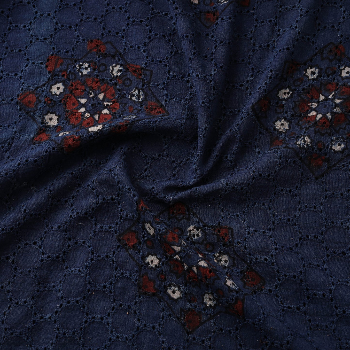 Natural Dyed Ajrakh Hand Block Print Cotton Hakoba Fabric 61