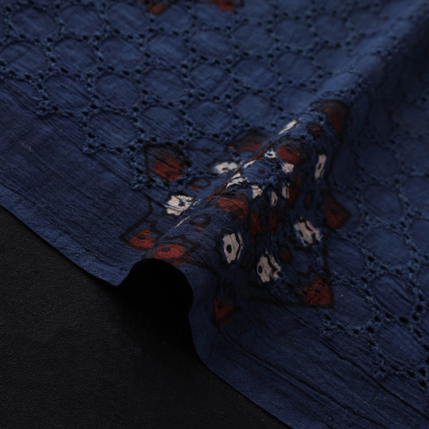 Natural Dyed Ajrakh Hand Block Print Cotton Hakoba Fabric 61