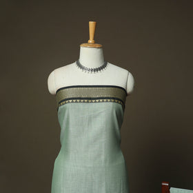 Green - Dharwad Woven Mercerised Cotton 3pc Unstitched Dress Material Suit Set 07