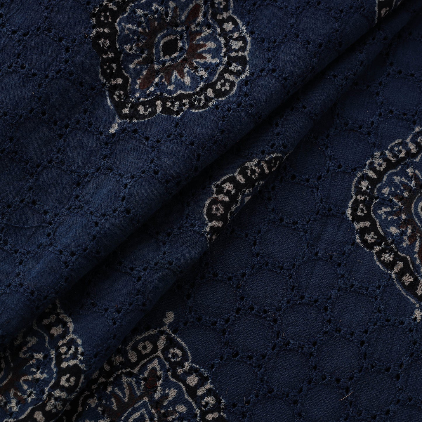 Natural Dyed Ajrakh Hand Block Print Cotton Hakoba Fabric 62
