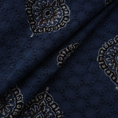 Natural Dyed Ajrakh Hand Block Print Cotton Hakoba Fabric 62