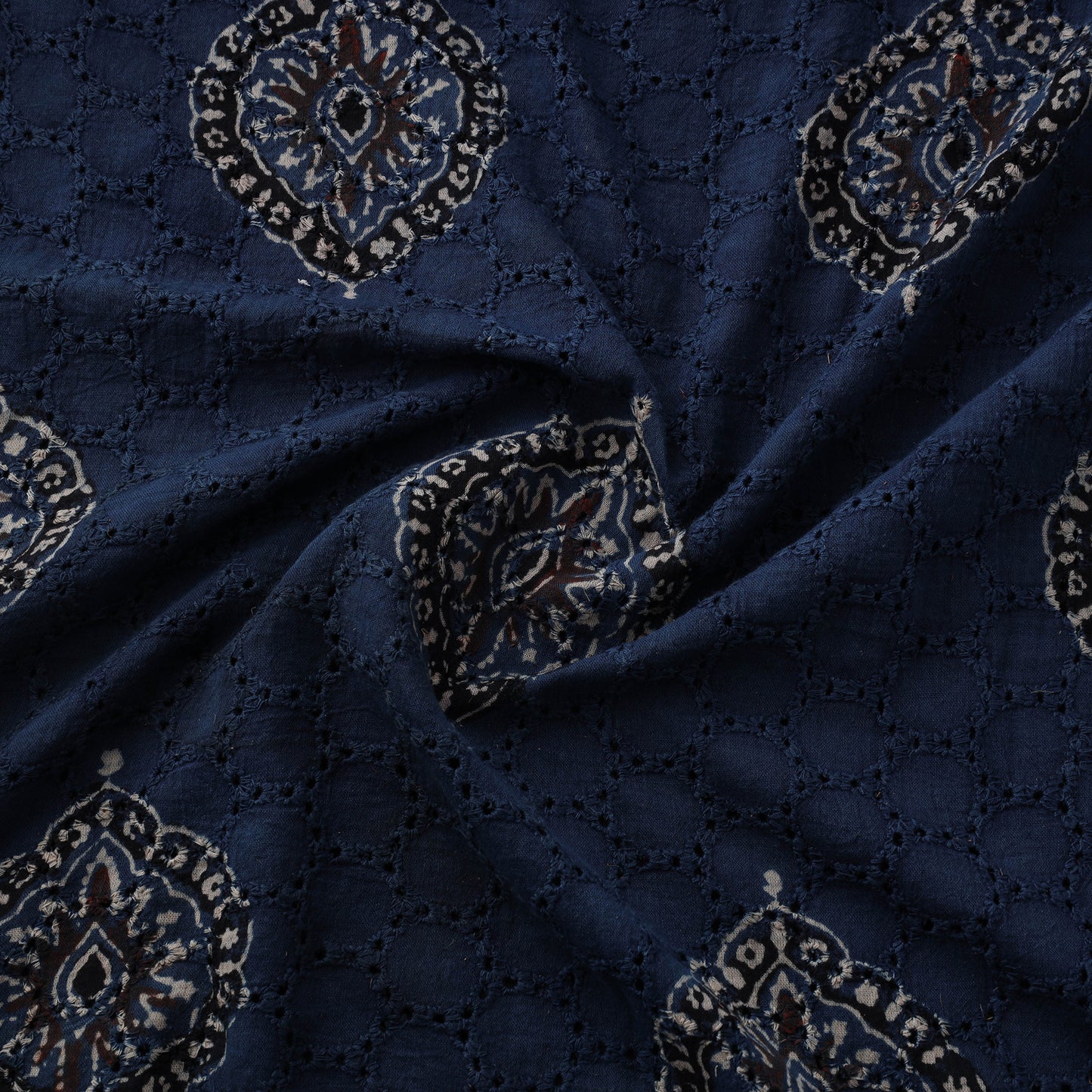 Natural Dyed Ajrakh Hand Block Print Cotton Hakoba Fabric 62
