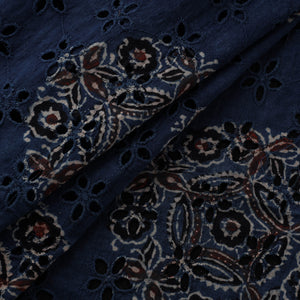 Natural Dyed Ajrakh Hand Block Print Cotton Hakoba Fabric 63