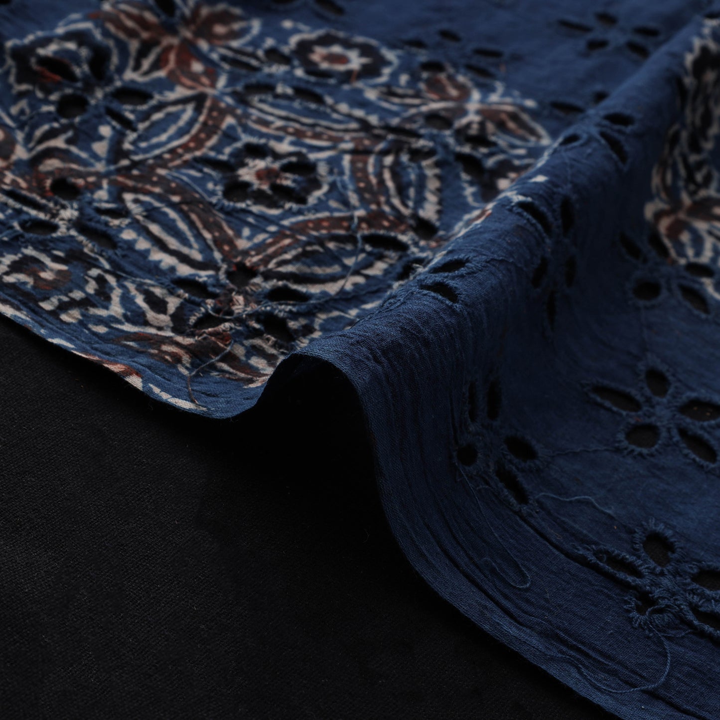Natural Dyed Ajrakh Hand Block Print Cotton Hakoba Fabric 63