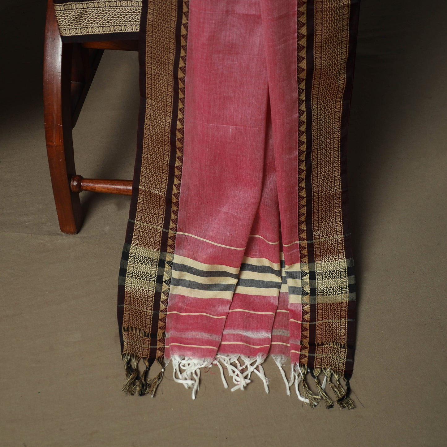 Pink - Dharwad Woven Mercerised Cotton 3pc Unstitched Dress Material Suit Set 10