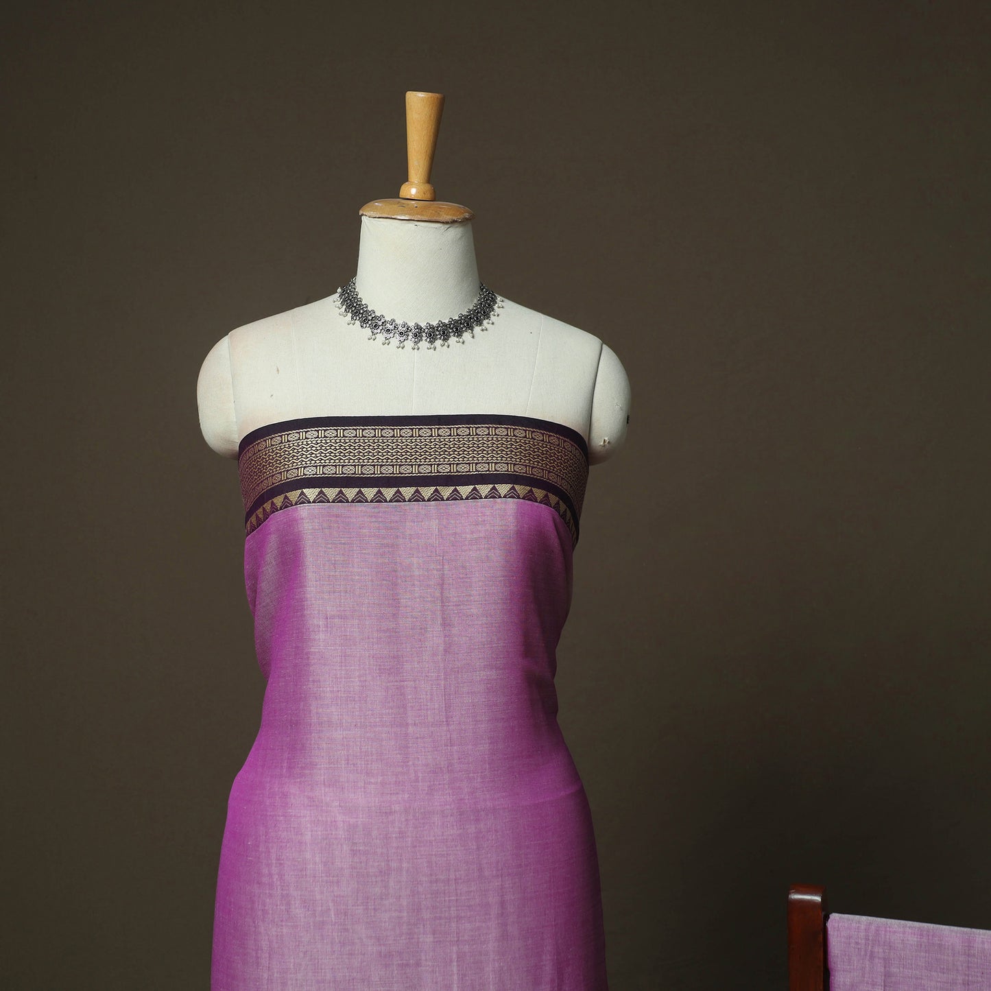 Purple - Dharwad Woven Mercerised Cotton 3pc Unstitched Dress Material Suit Set 11