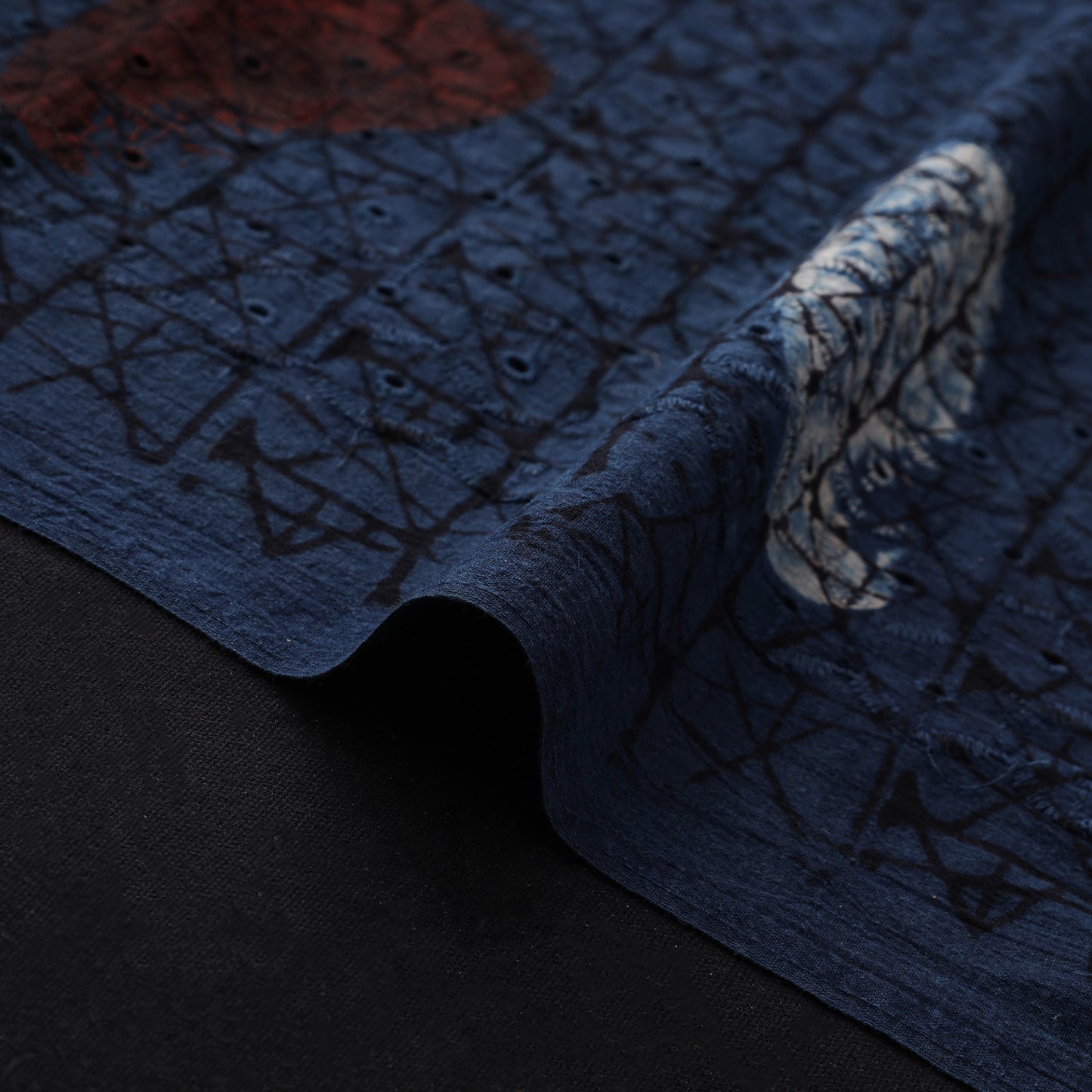 Natural Dyed Ajrakh Hand Block Print Cotton Hakoba Fabric 68