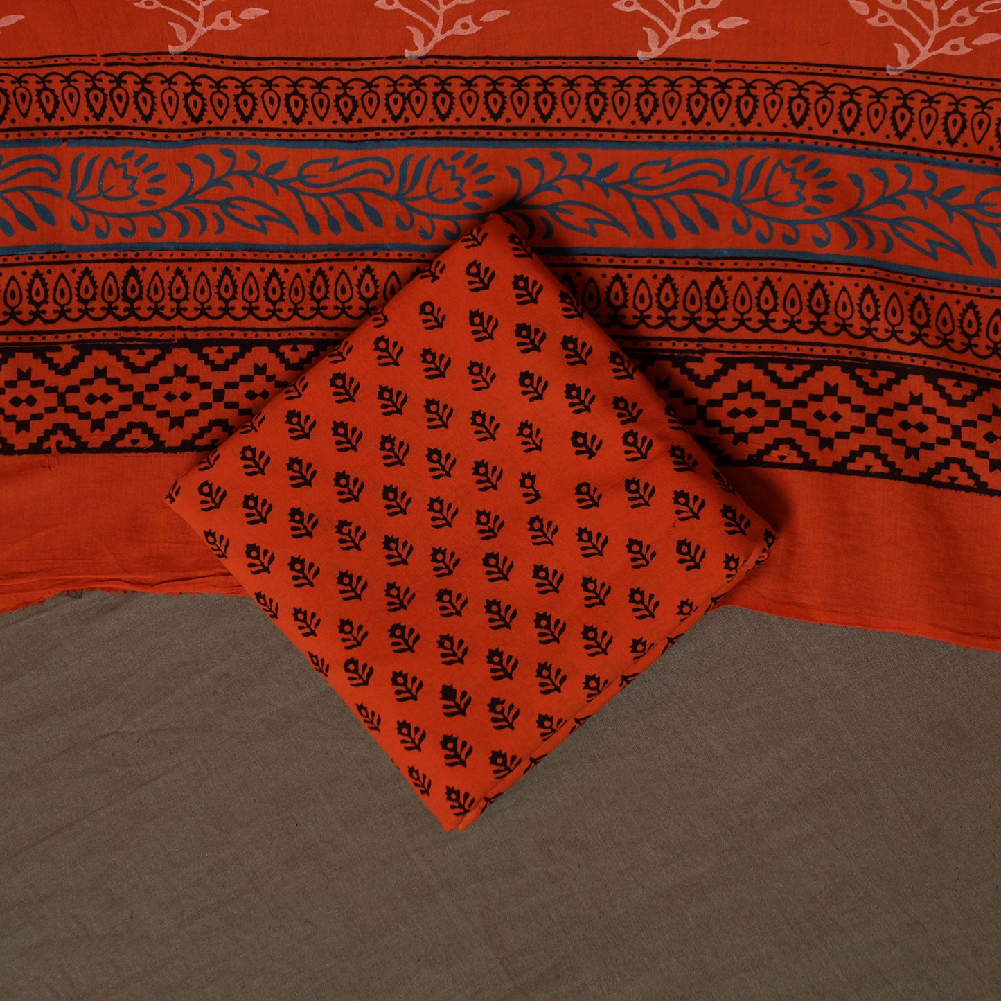 Bagh Hand Block Print Cotton 3pc Unstitched Dress Material Suit Set 28