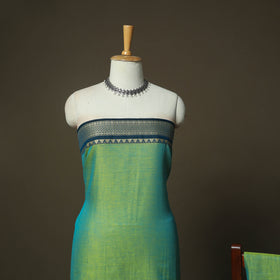 Green - Dharwad Woven Mercerised Cotton 3pc Unstitched Dress Material Suit Set 12