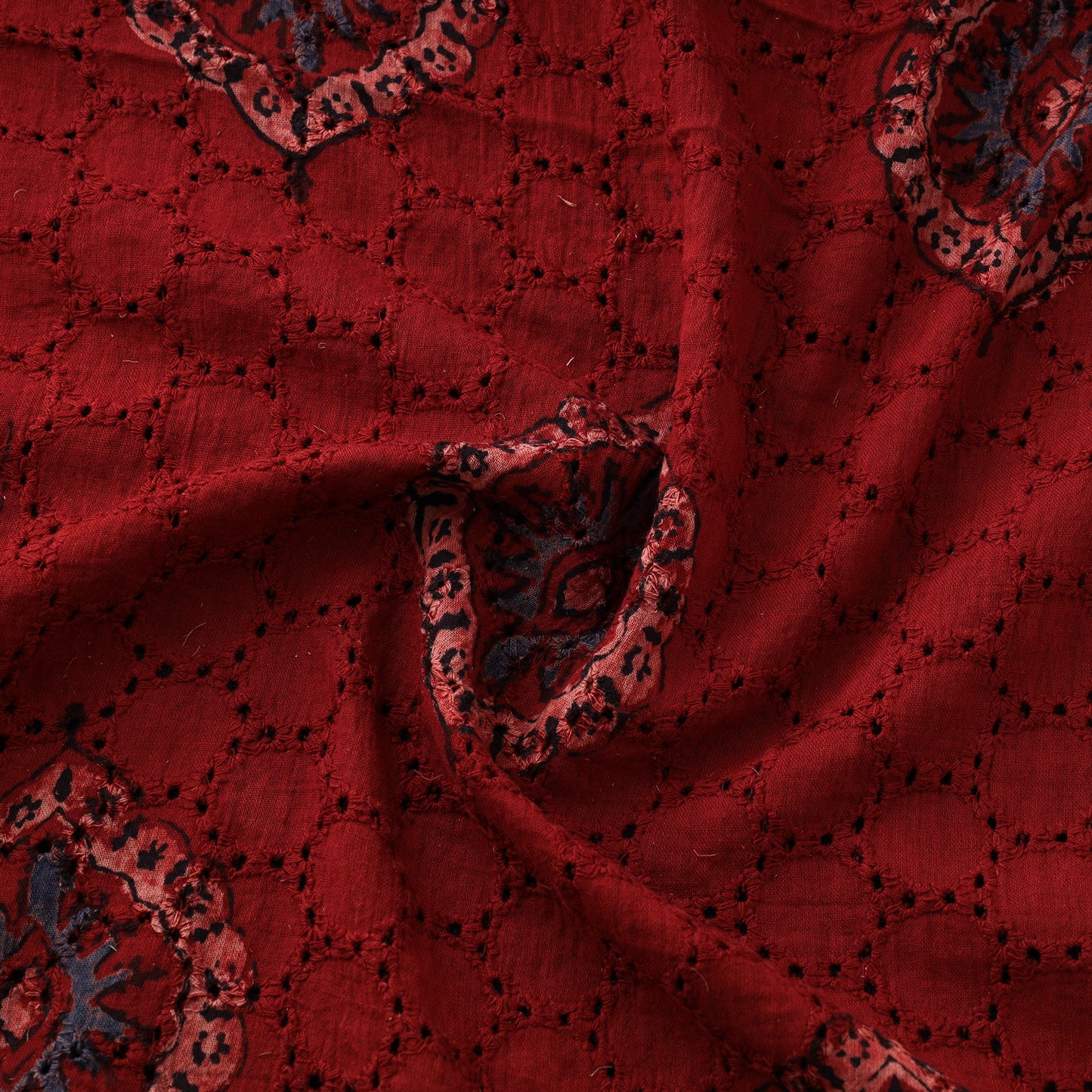 Natural Dyed Ajrakh Hand Block Print Cotton Hakoba Fabric 70