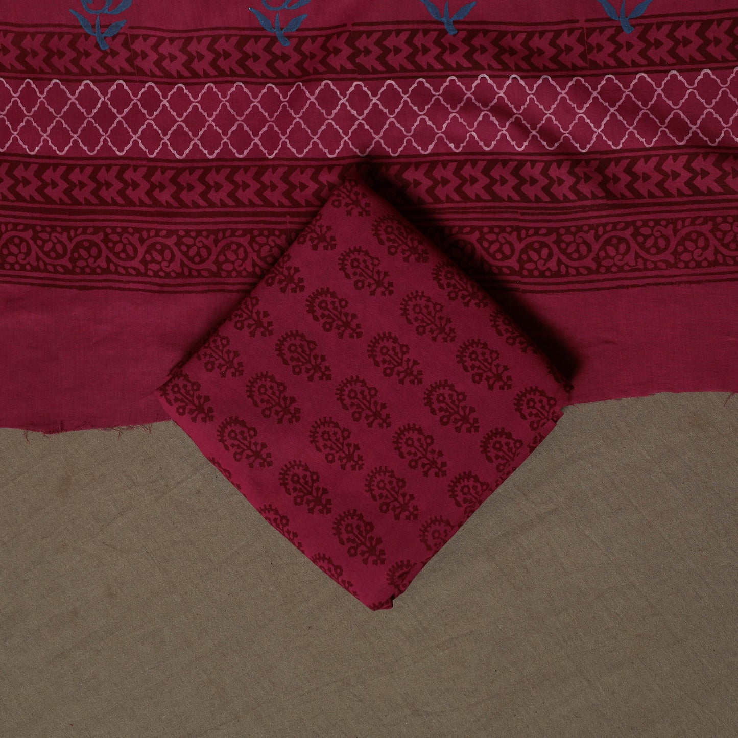 Bagh Hand Block Print Cotton 3pc Unstitched Dress Material Suit Set 29