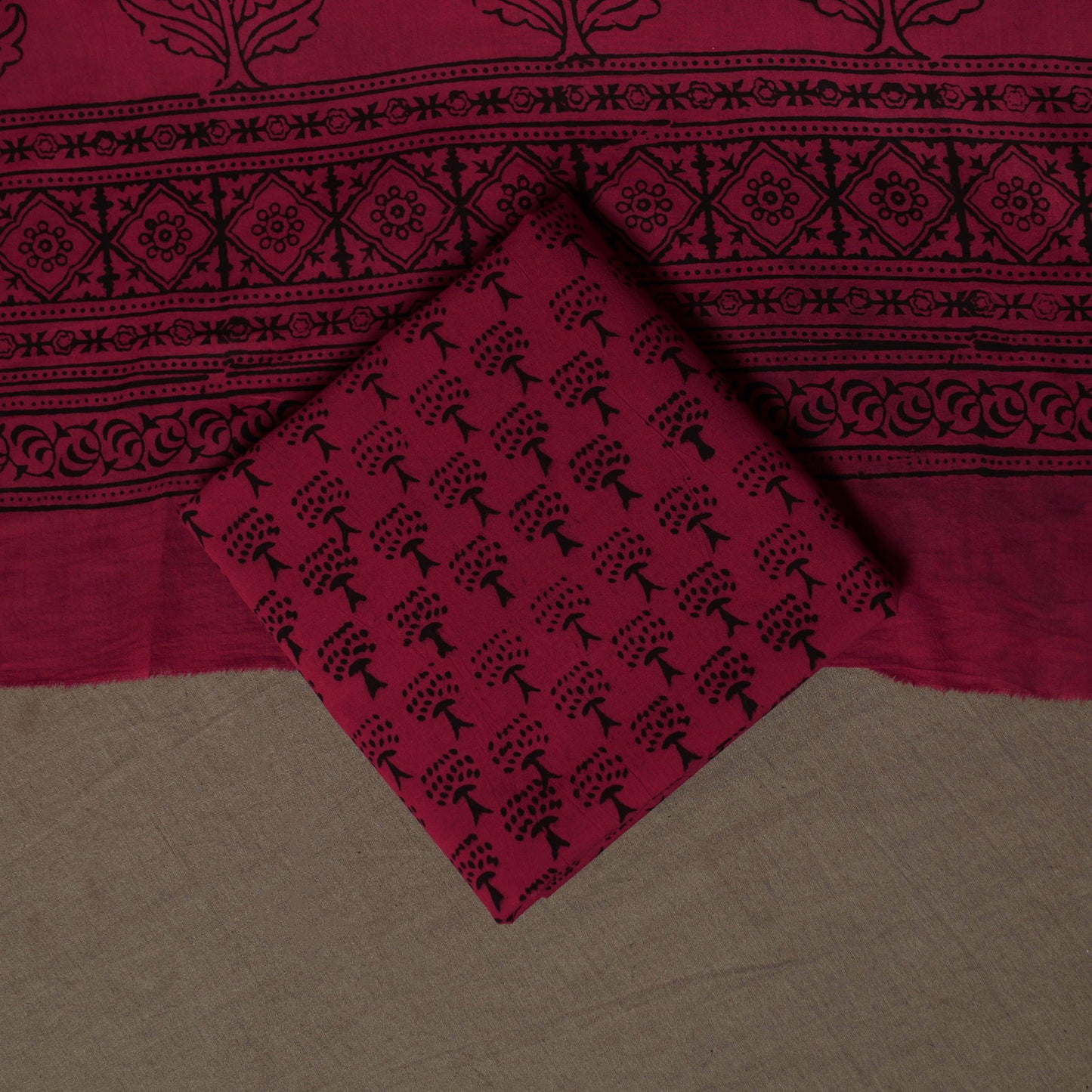Bagh Hand Block Print Cotton 3pc Unstitched Dress Material Suit Set 30