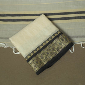 Beige - Dharwad Woven Mercerised Cotton 3pc Unstitched Dress Material Suit Set 15