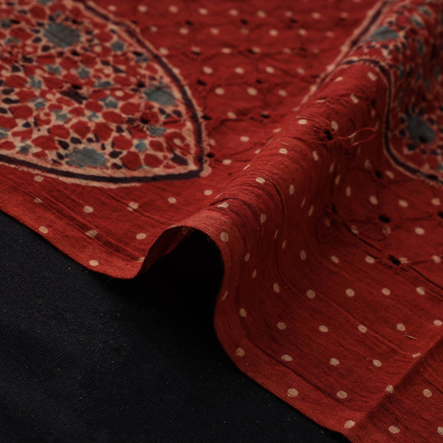 Natural Dyed Ajrakh Hand Block Print Cotton Hakoba Fabric 73